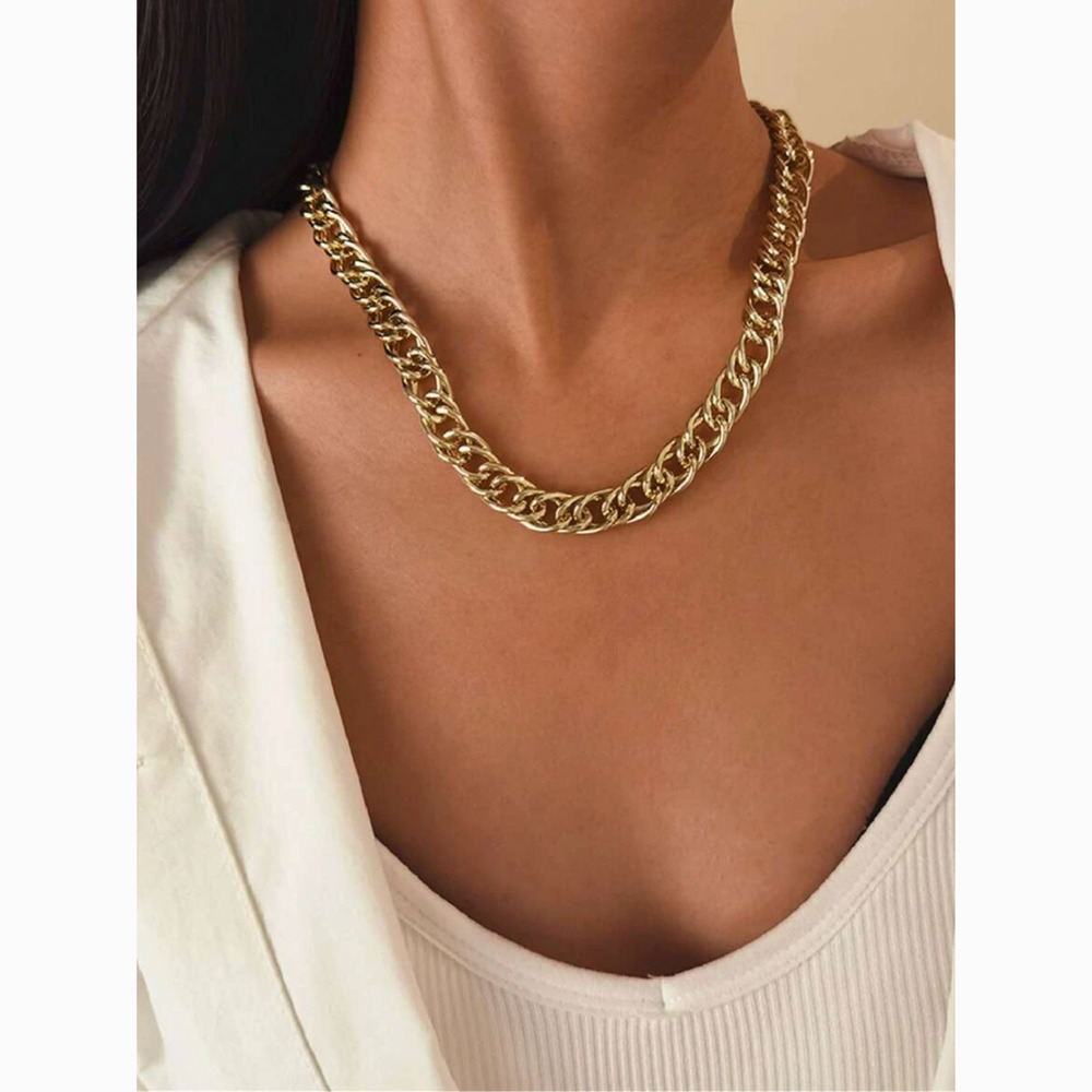 Gold Simple Chain Statement Necklace